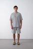 Textured Knitted Fabric Black Crew Neck Oversize Men's T-Shirt
