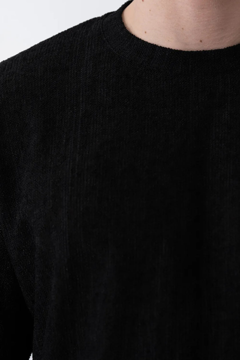 Dokulu Örme Kumaş Bisiklet Yaka Oversize Erkek Tişört