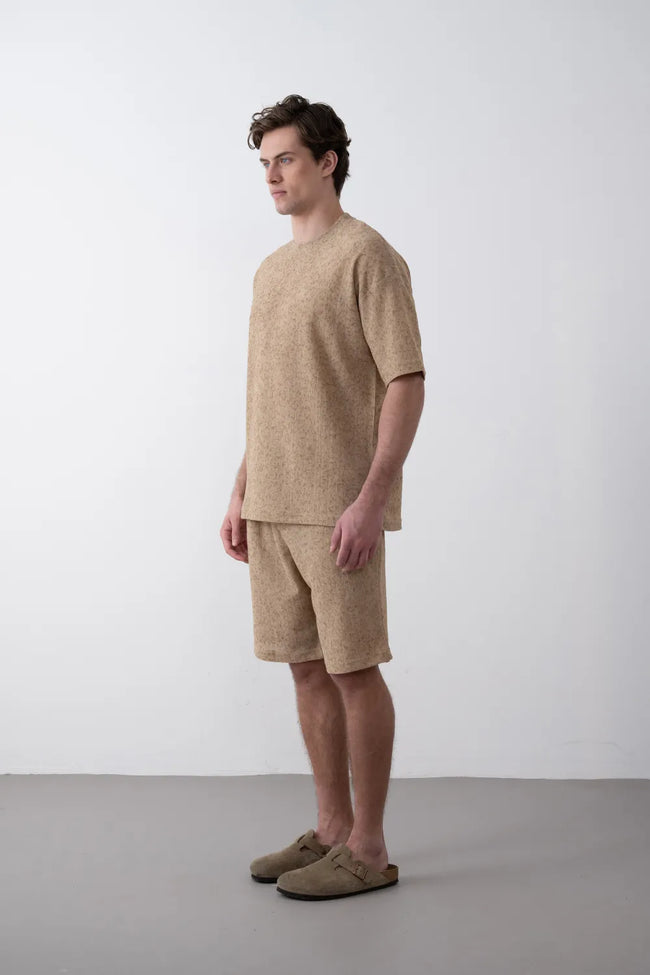 Erkek Dokuma Şort - Relax Fit & Özel Dokulu Kumaş
