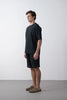 Textured Knitted Fabric Black Crew Neck Oversize Men's T-Shirt
