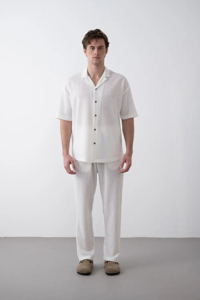 Dokuma Kısa Kollu Gömlek