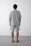 Textured Knitted Fabric Black Crew Neck Oversize Men's T-Shirt