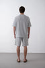 Textured Knitted Fabric Black Crew Neck Oversize Men's T-Shirt