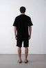 Textured Knitted Fabric Black Crew Neck Oversize Men's T-Shirt