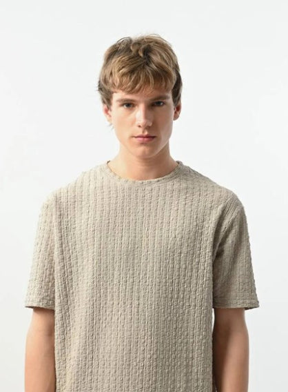 Marrakech Bisiklet Yaka bej Tişört 2407