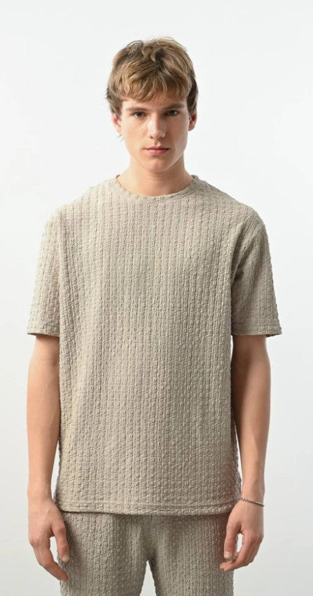 Marrakech Bisiklet Yaka bej Tişört 2407