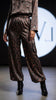 High Waist Leopard Patterned Satin Wide Leg Women's Trousers