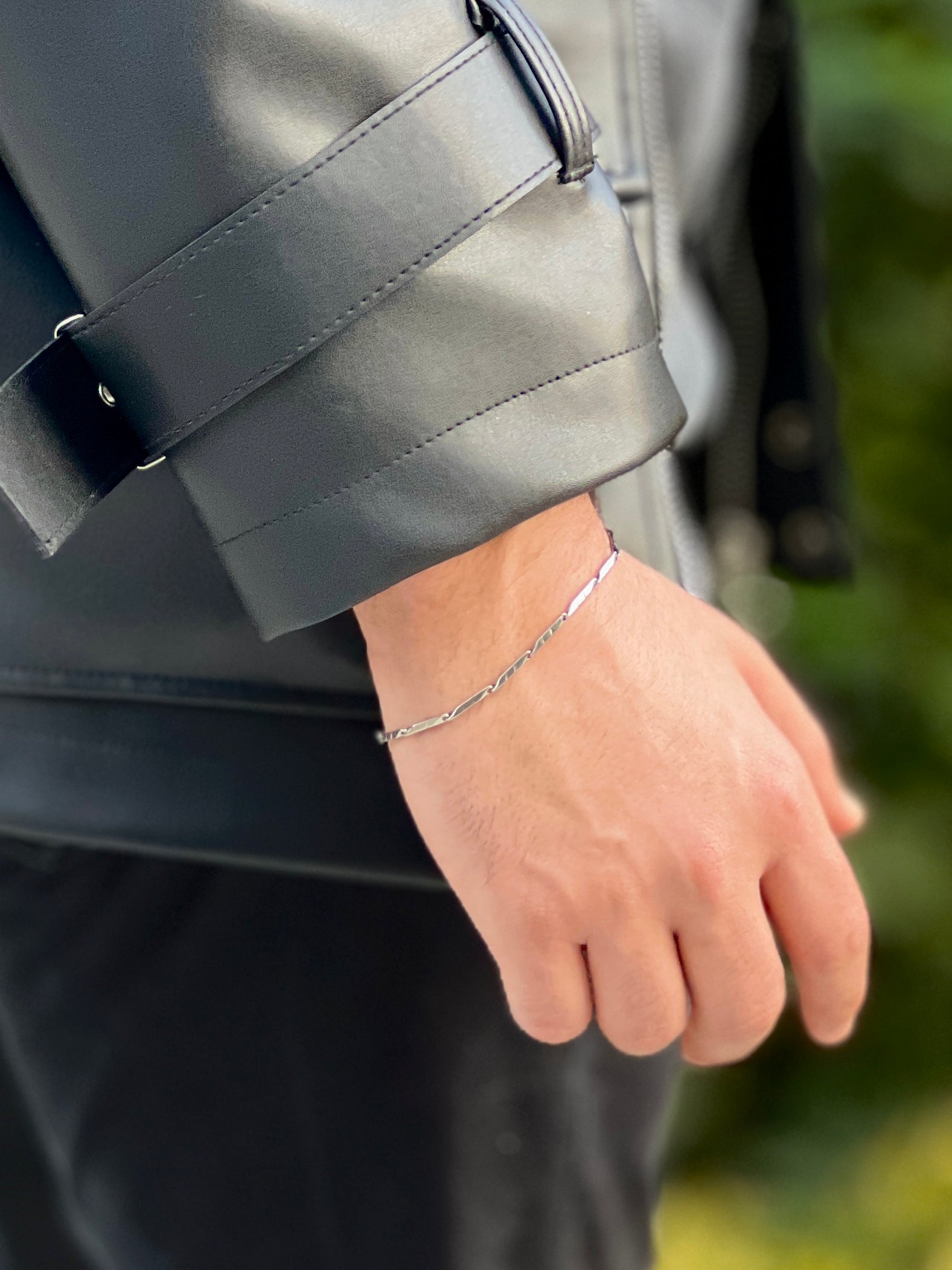 İnce Yassı Zincir Erkek Bileklik - Minimalist Model