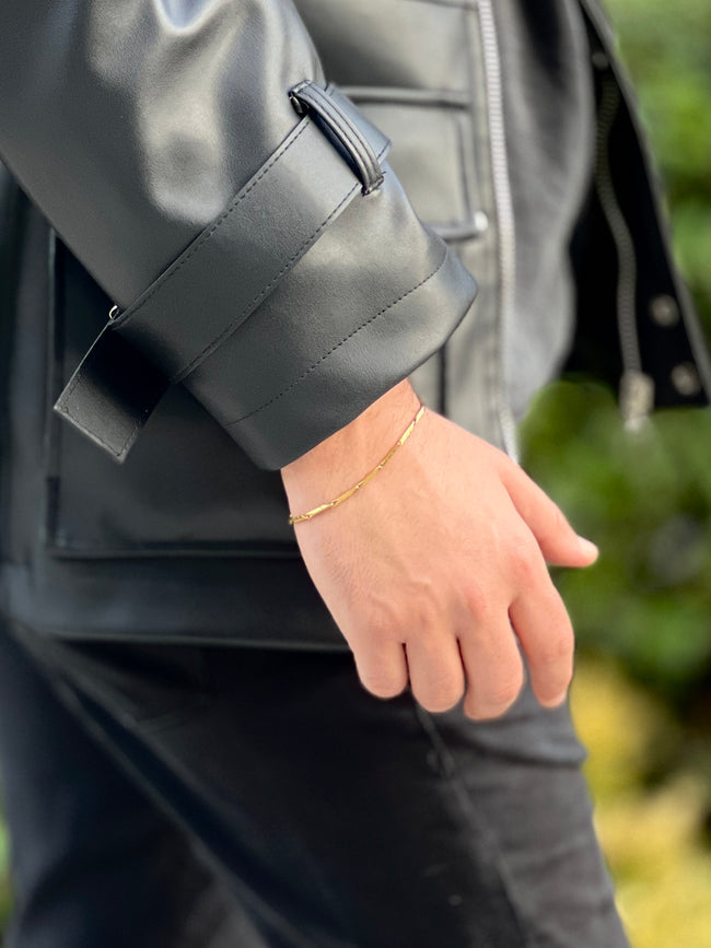 İnce Yassı Zincir Erkek Bileklik - Minimalist Model