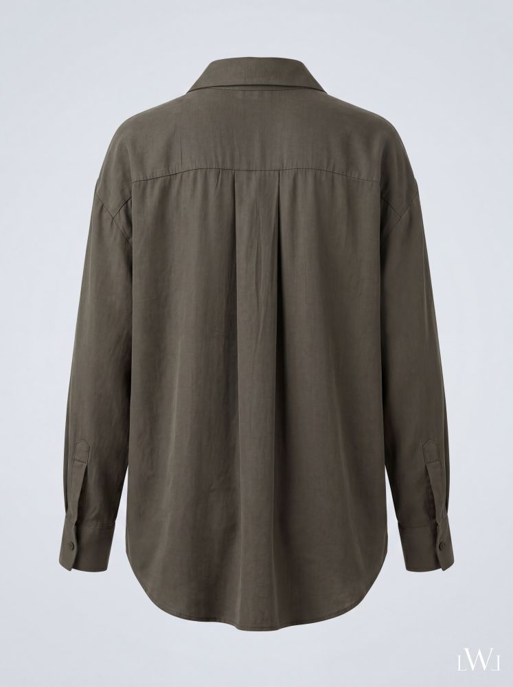 Modal V-Neck Khaki Classic Shirt