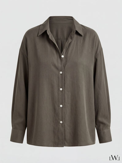 Modal V-Neck Khaki Classic Shirt