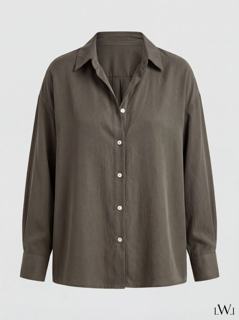 Modal V-Neck Khaki Classic Shirt