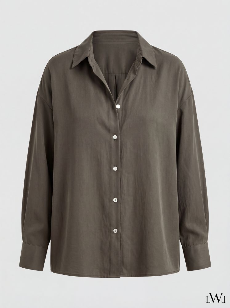 Modal V-Neck Khaki Classic Shirt