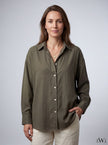 Modal V-Neck Khaki Classic Shirt
