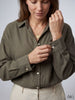 Modal V-Neck Khaki Classic Shirt