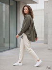 Modal V-Neck Khaki Classic Shirt