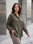 Modal V-Neck Khaki Classic Shirt