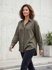 Modal V-Neck Khaki Classic Shirt