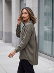 Modal V-Neck Khaki Classic Shirt