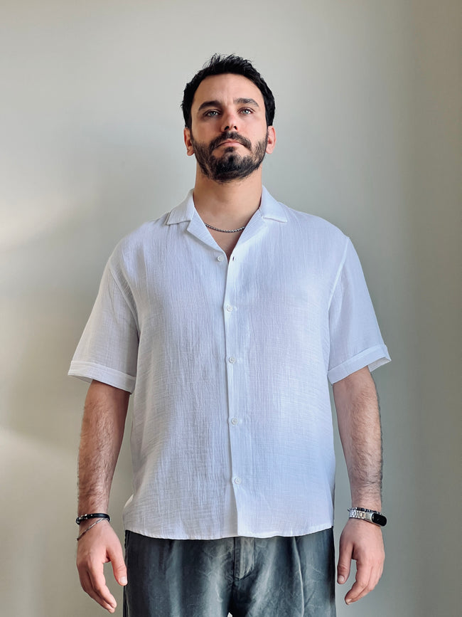 Müslin Kumaş Yazlık Gömlek - Küba Yaka ve Ferah Kesim