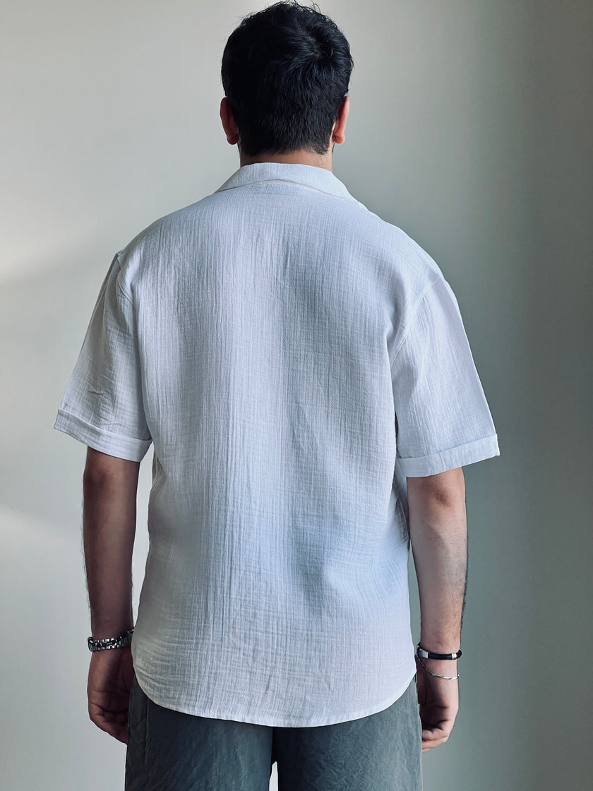 Müslin Kumaş Yazlık Gömlek - Küba Yaka ve Ferah Kesim
