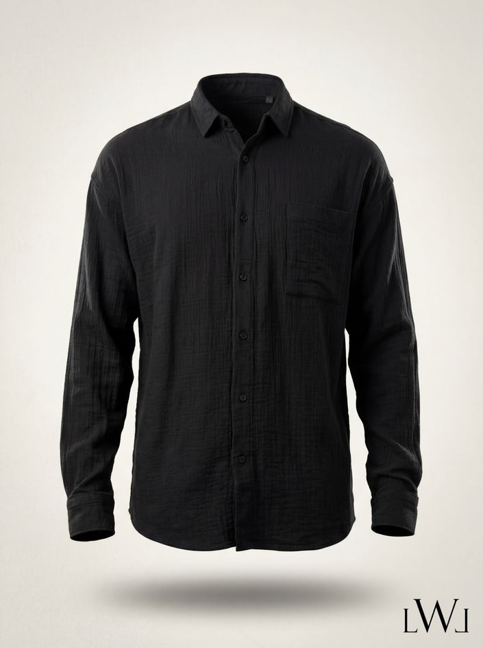 Black Oversized Muslin Shirt