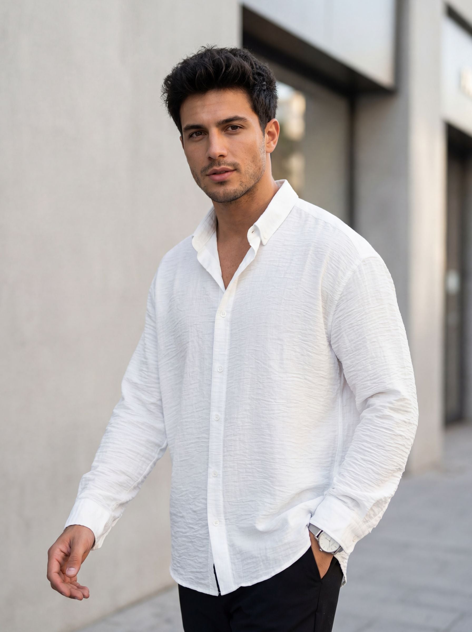 Oversize Draped Crink Shirt
