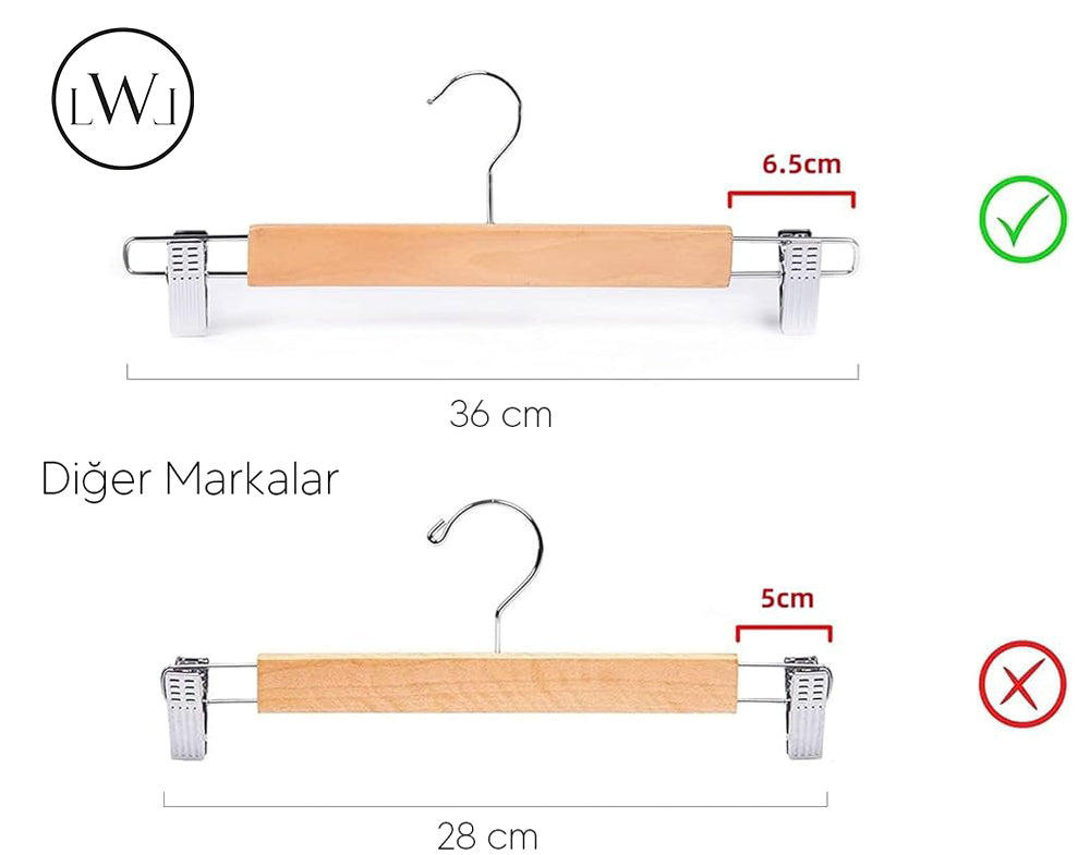 3 Adet Ahşap Pantolon & Etek Askısı