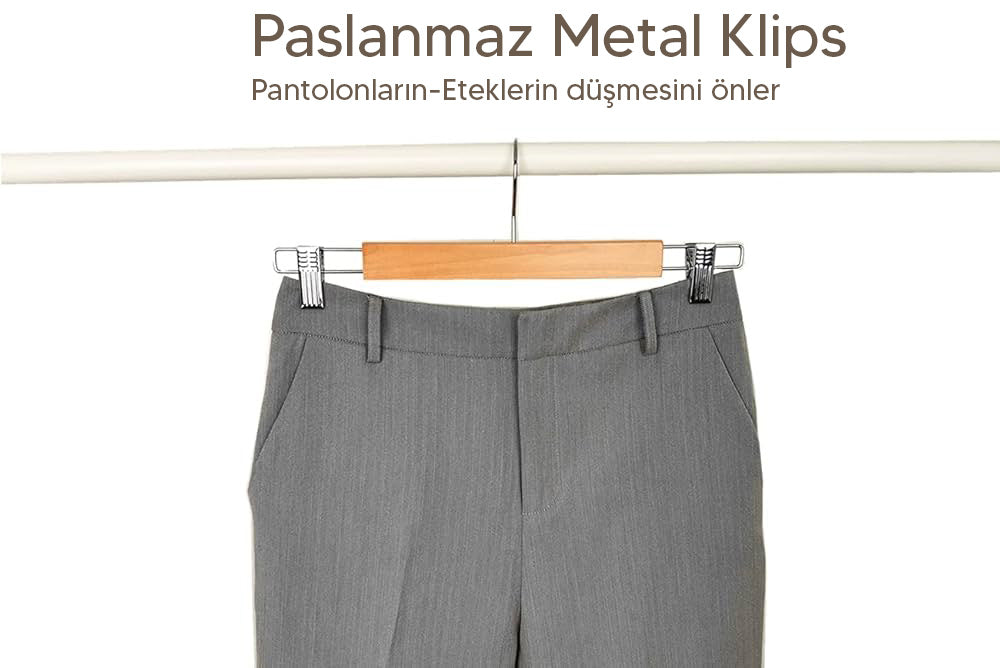 3 Adet Ahşap Pantolon & Etek Askısı