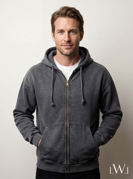 Premium Washed Zippered Hooded Oversize Sweatshirt