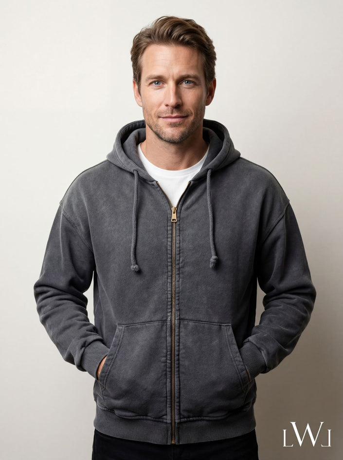 Premium Washed Zippered Hooded Oversize Sweatshirt