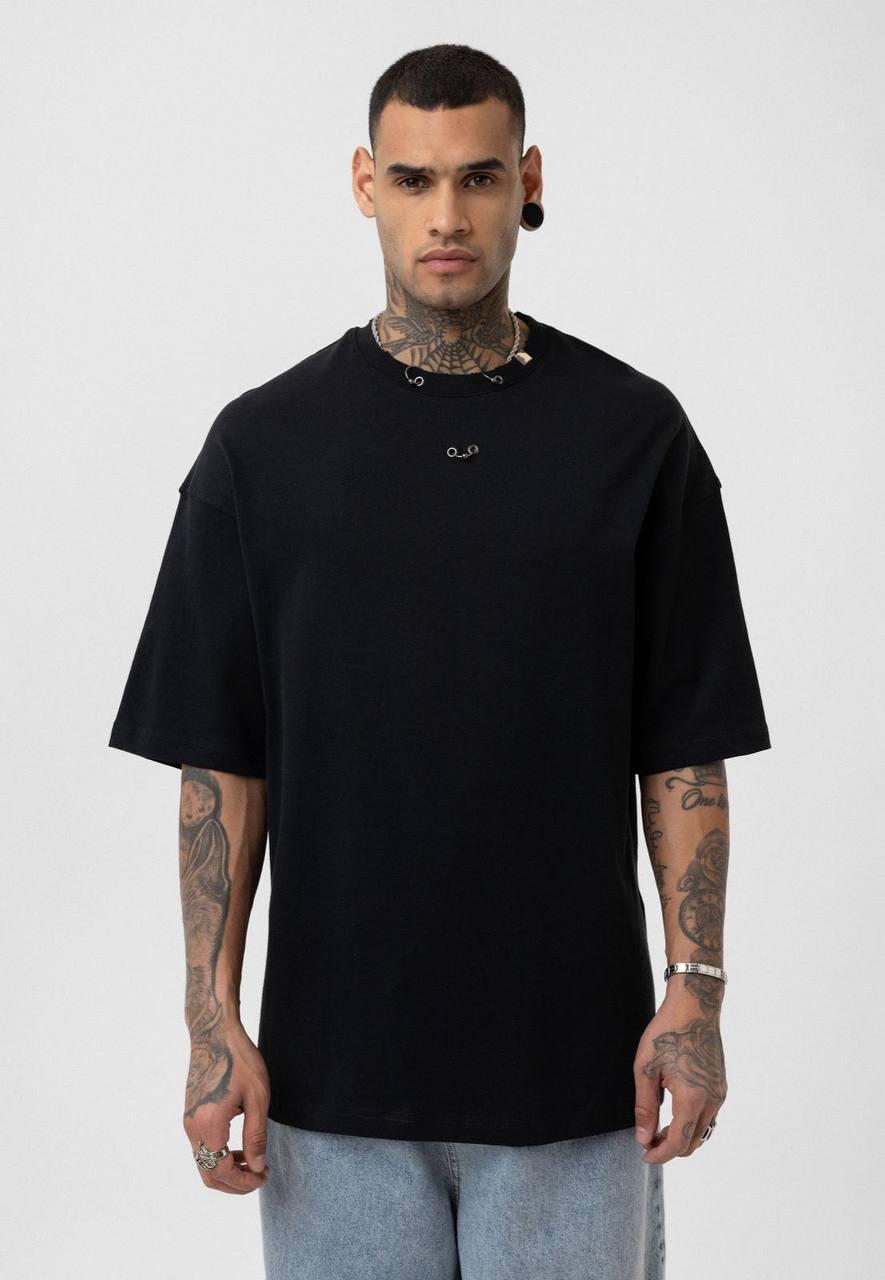 Piercing Detaylı Yıkamalı Oversize Tişört