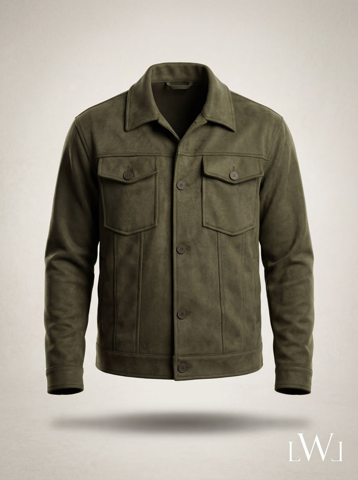 Suede Scuba Four-Pocket Regular Fit Men's Jacket