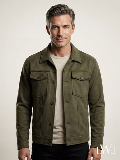 Suede Scuba Four-Pocket Regular Fit Men's Jacket