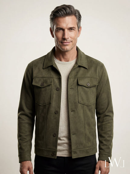 Suede Scuba Four-Pocket Regular Fit Men's Jacket