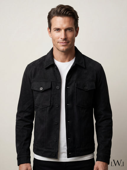 Suede Scuba Four-Pocket Regular Fit Men's Jacket
