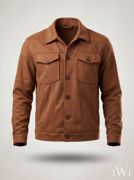 Suede Scuba Four-Pocket Regular Fit Men's Jacket