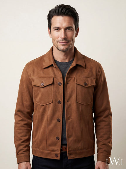 Suede Scuba Four-Pocket Regular Fit Men's Jacket