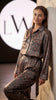 High Waist Leopard Patterned Satin Wide Leg Women's Trousers