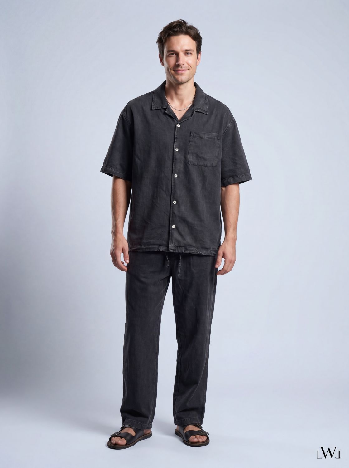Acid Washed 100% Tencel Wide Leg Wide Cut Men's Trousers