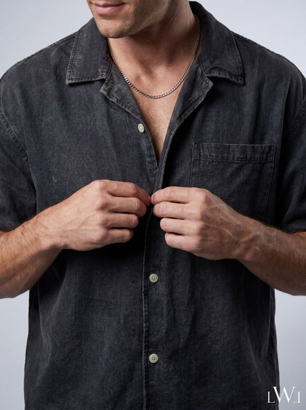 Acid Washed 100% Tencel Oversize Short Sleeve Men's Shirt