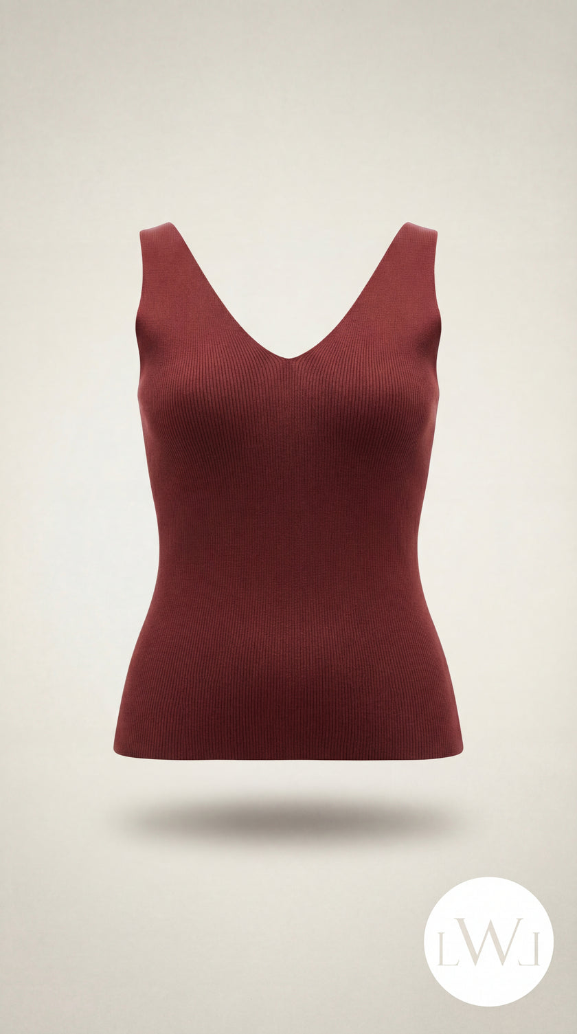 Square Neck White Ribbed Knit Tank/Bodysuit