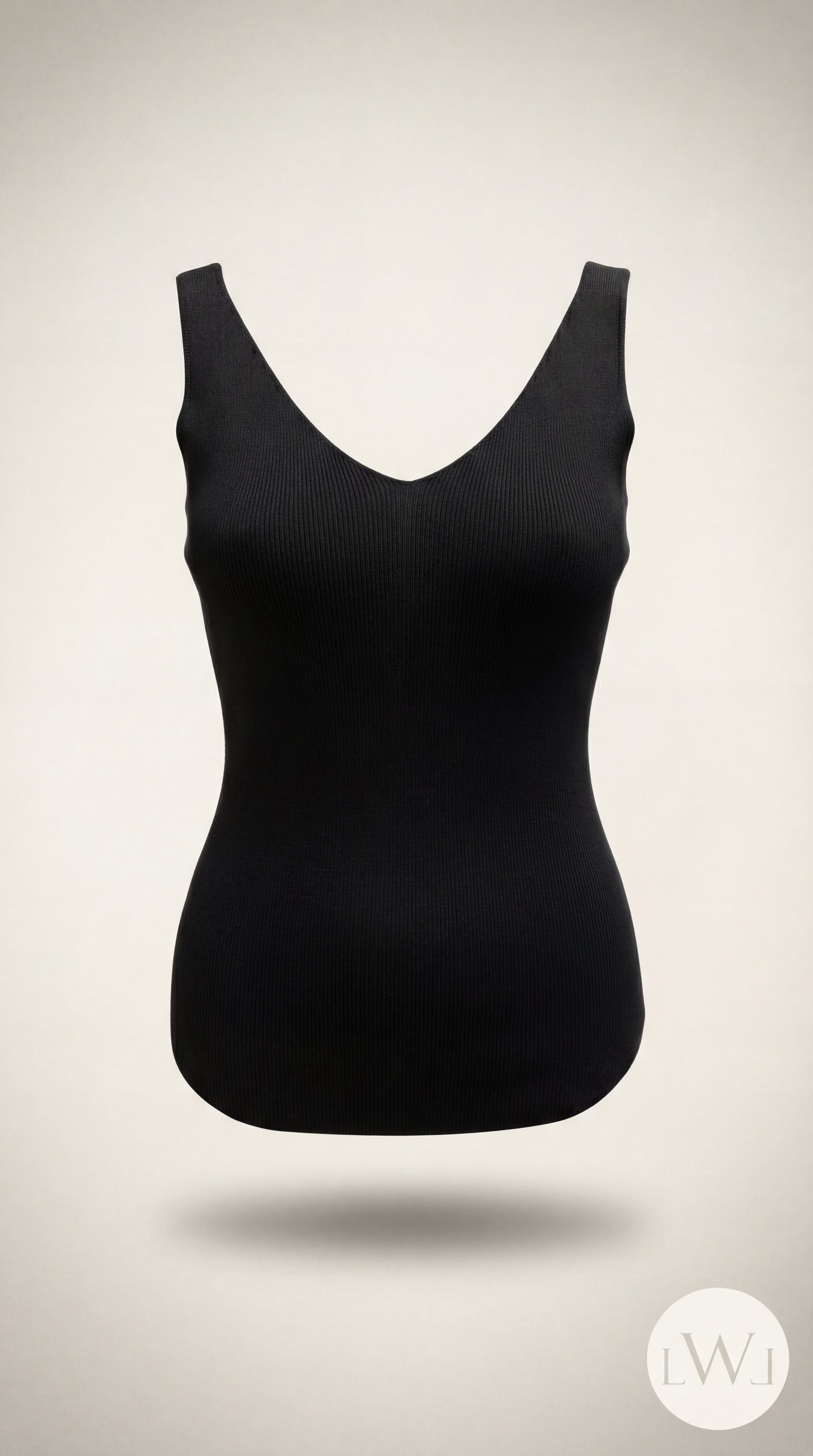 Square Neck White Ribbed Knit Tank/Bodysuit