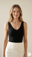 Square Neck White Ribbed Knit Tank/Bodysuit
