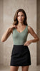 Square Neck White Ribbed Knit Tank/Bodysuit