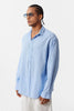 Basic Oversize Cotton Linen Shirt Blue