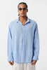 Basic Oversize Cotton Linen Shirt Blue