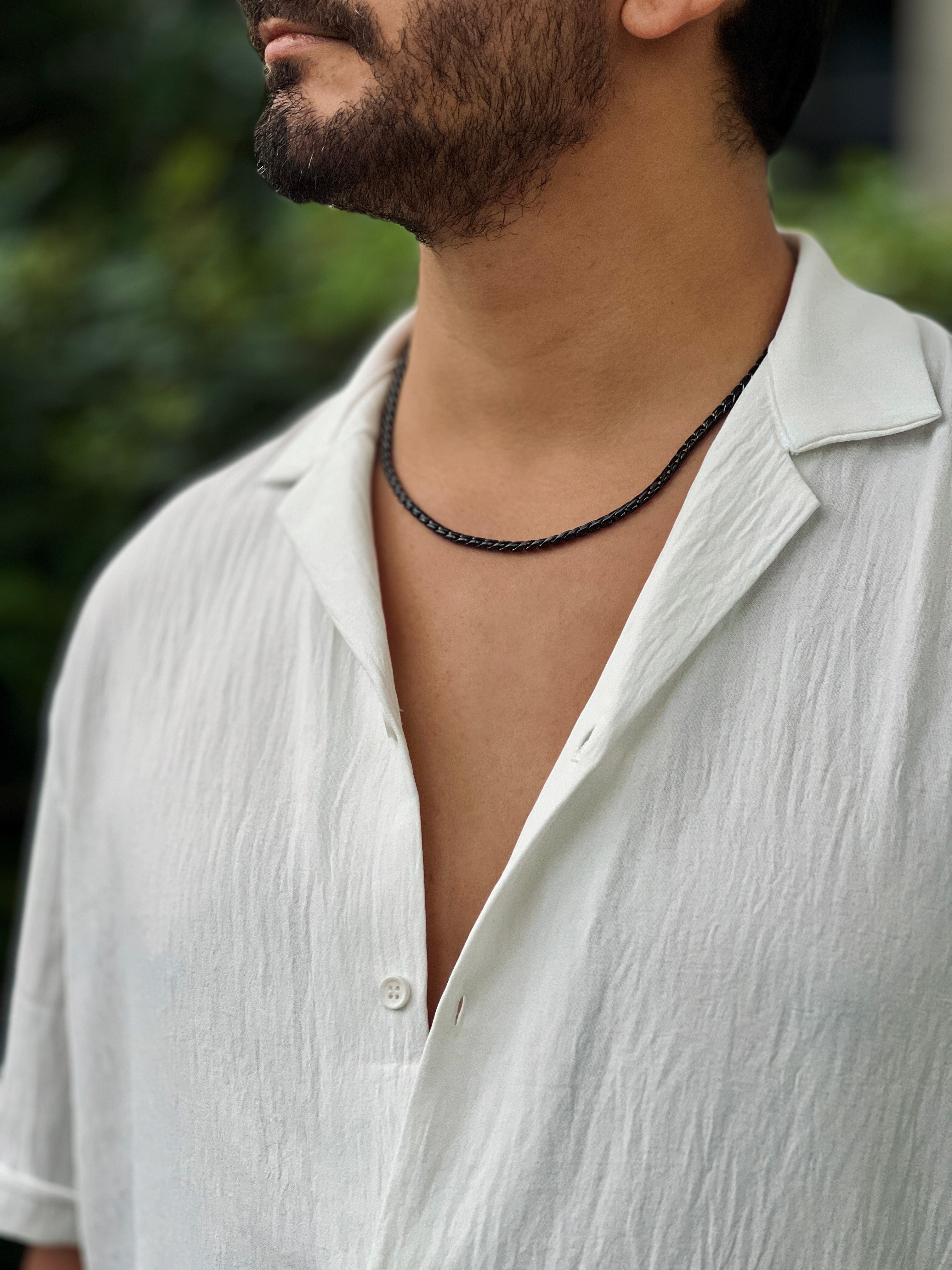 Vintage Rengi Halat Zincir Kolye - Kalın Kesim Erkek Takı