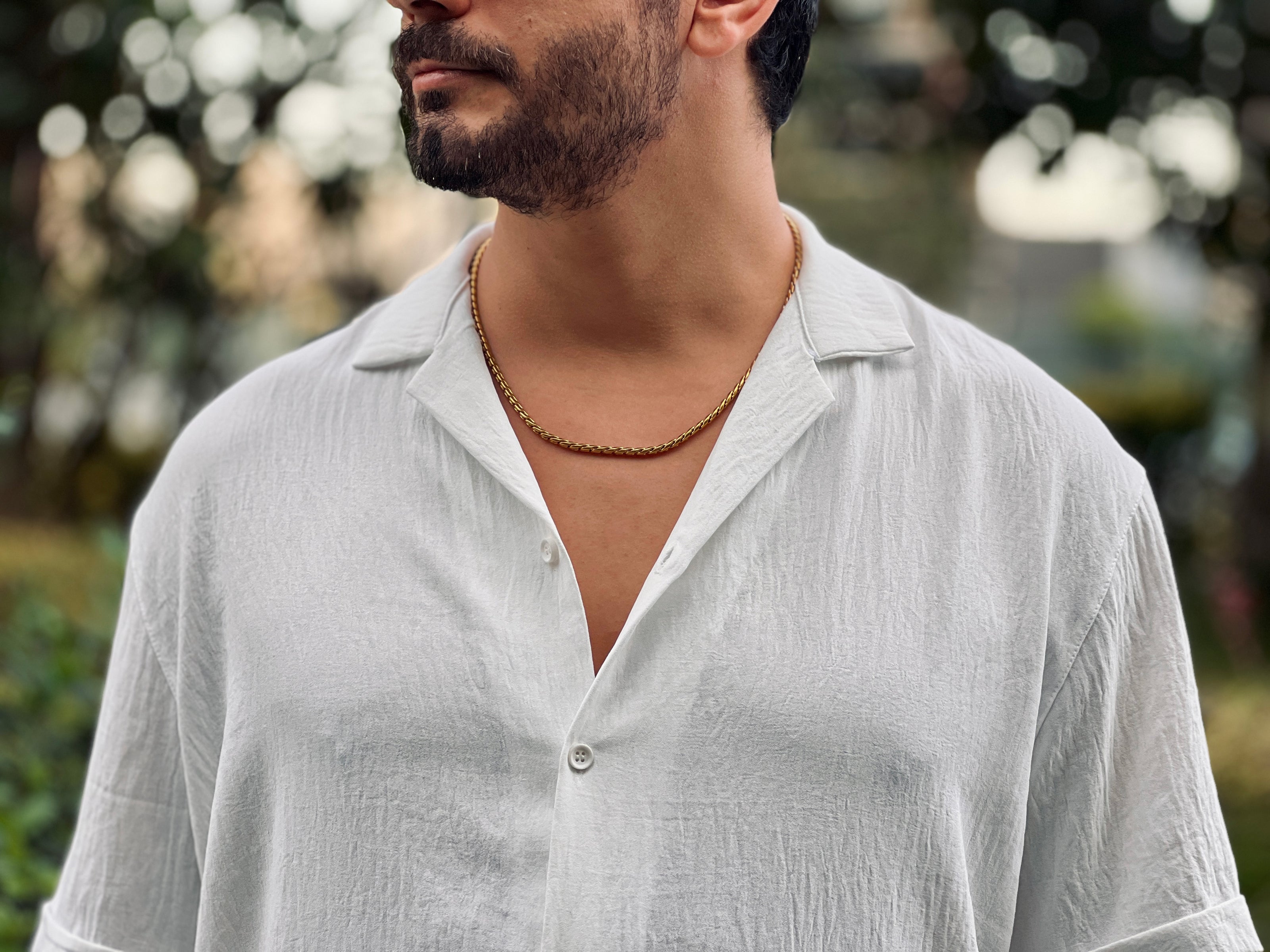 Vintage Rengi Halat Zincir Kolye - Kalın Kesim Erkek Takı