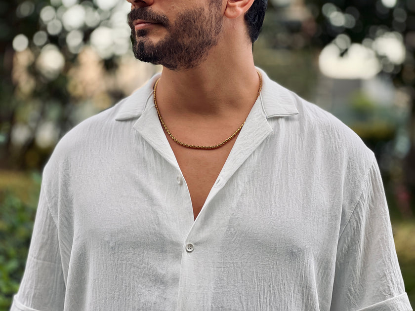 Vintage Rengi Halat Zincir Kolye - Kalın Kesim Erkek Takı